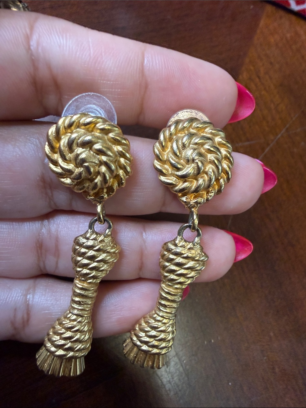 Gold Statement Rope Drop Earrings - Classic Women's Jewelry